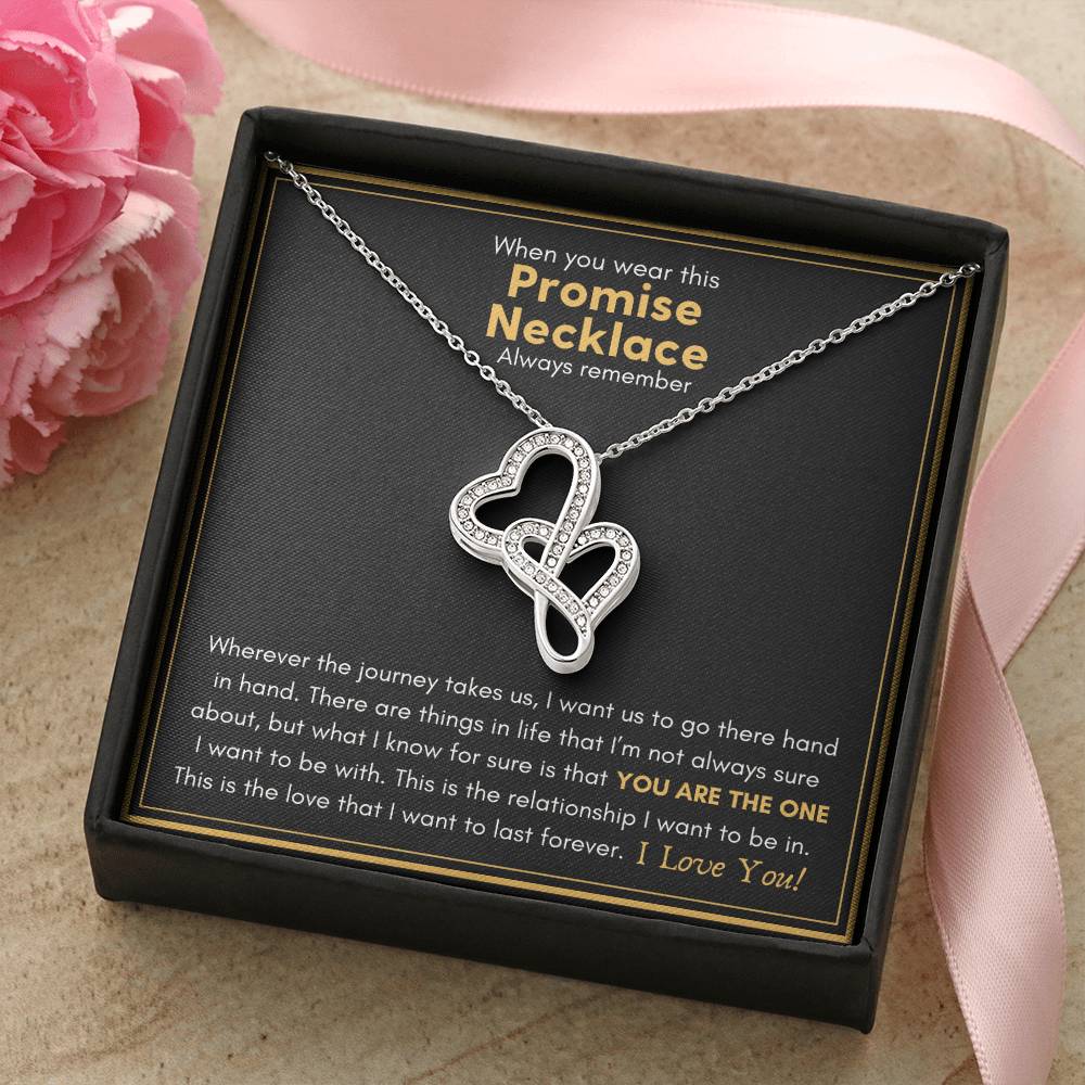Promise Necklace - You Are The One! Double Hearts Necklace