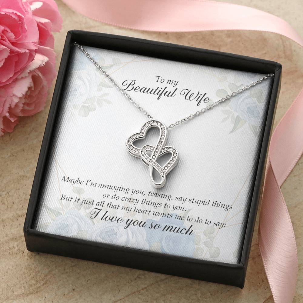 My Beautiful Wife  Double Hearts Necklace