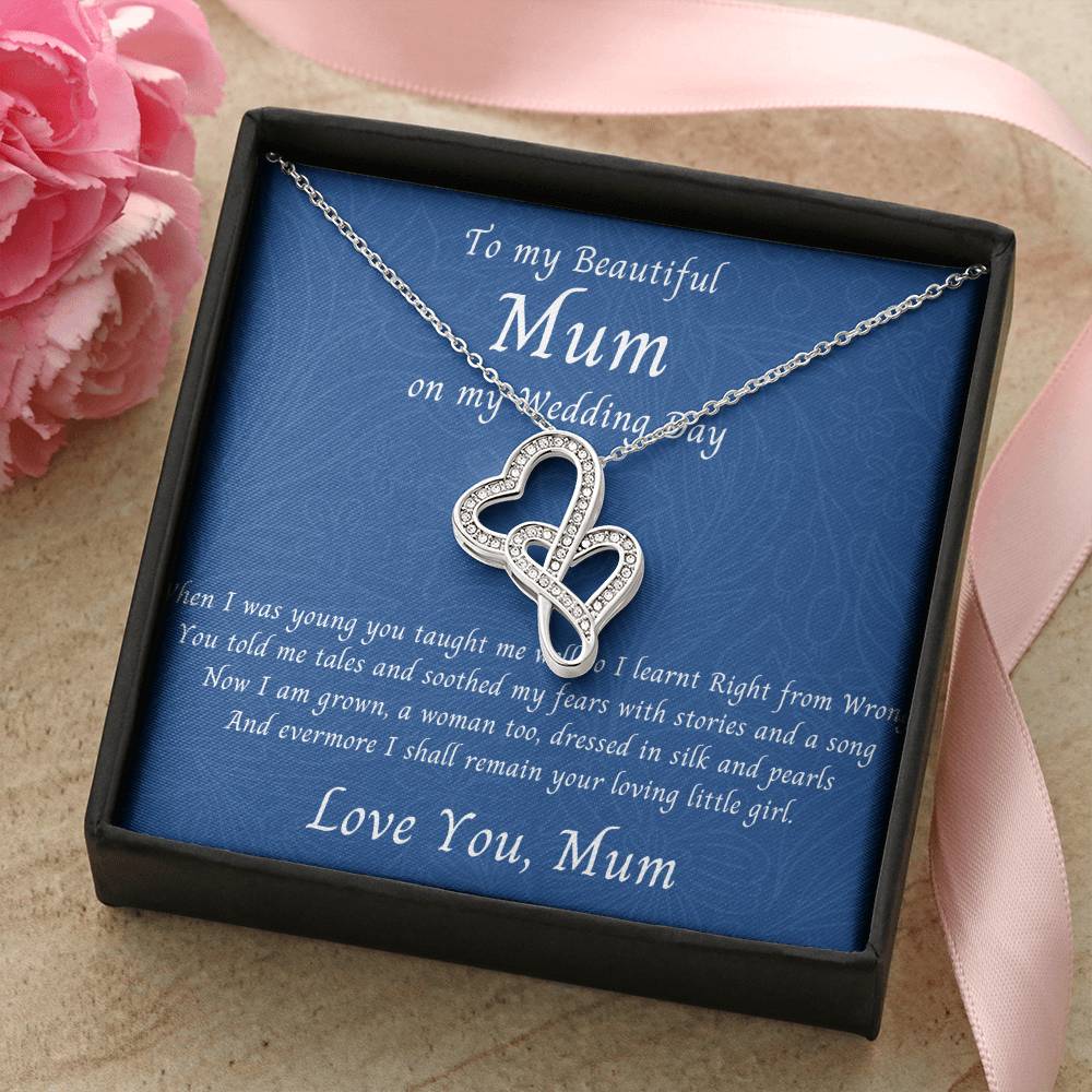 Gify For Mum  Mother Of Bride Gift  Mum Jewellery  Mum Necklace  Wedding Day Gift  Double Hearts Necklace