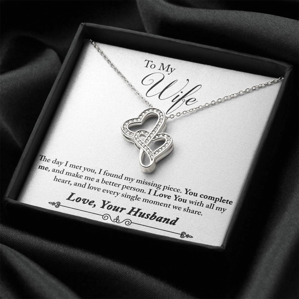 To Wife From Husband 4 Double Hearts Necklace