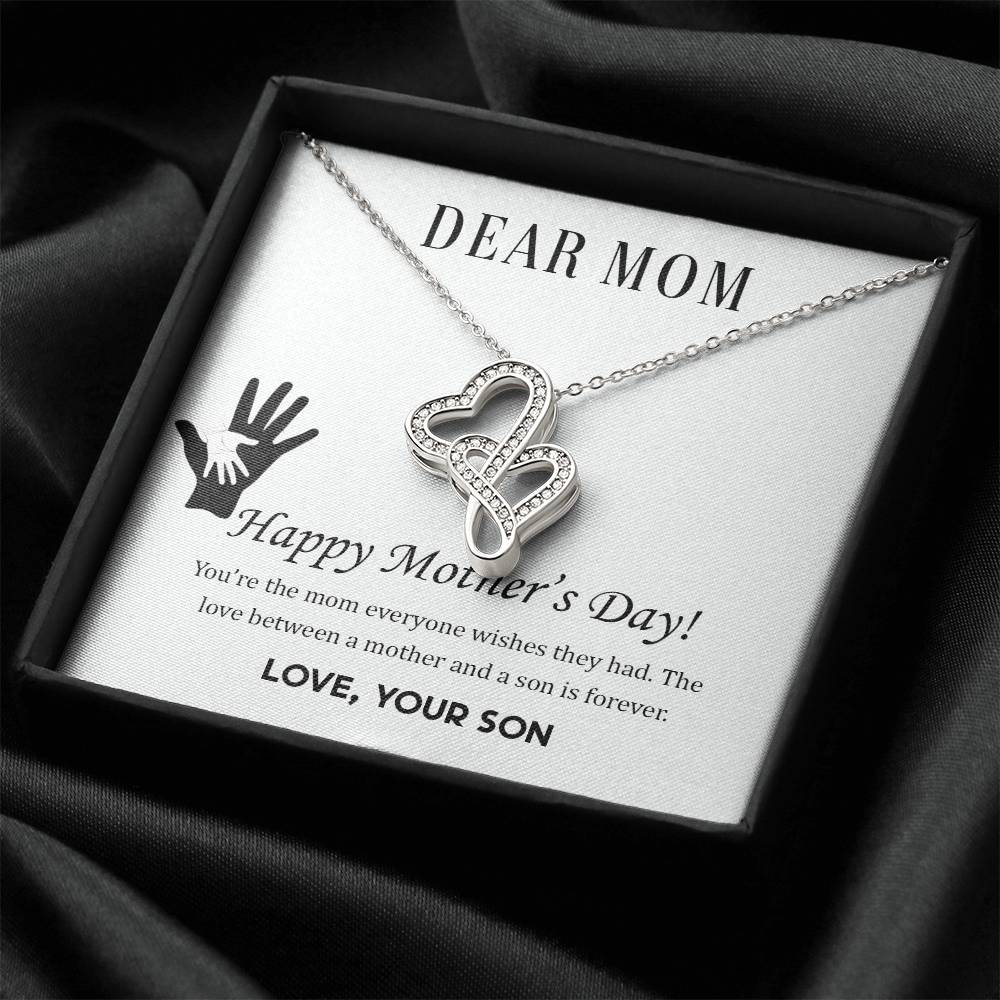 Dear Mom - Happy Mother’S Day -  Double Hearts Necklace