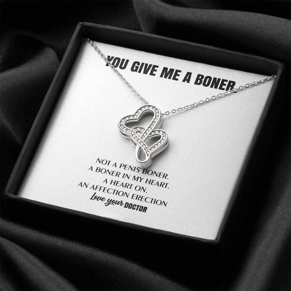 You Give Me A Heart Boner An Affection Erection  Funny & Sarcastic Love For Her Mature Best Fu 10 Double Hearts Necklace