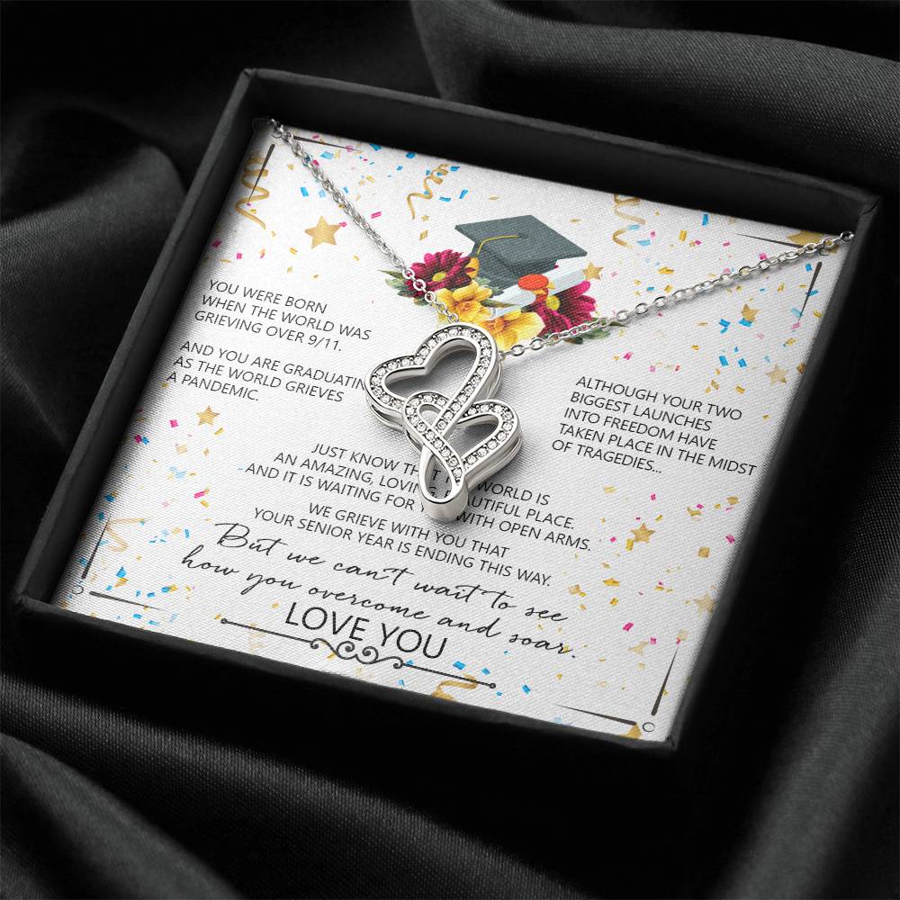 Graduation Gift  Ideas - September 11 2001 - Gift From Mom Dad - Graduation Necklace - College Graduated Gift - Gift F Double Hearts Necklace