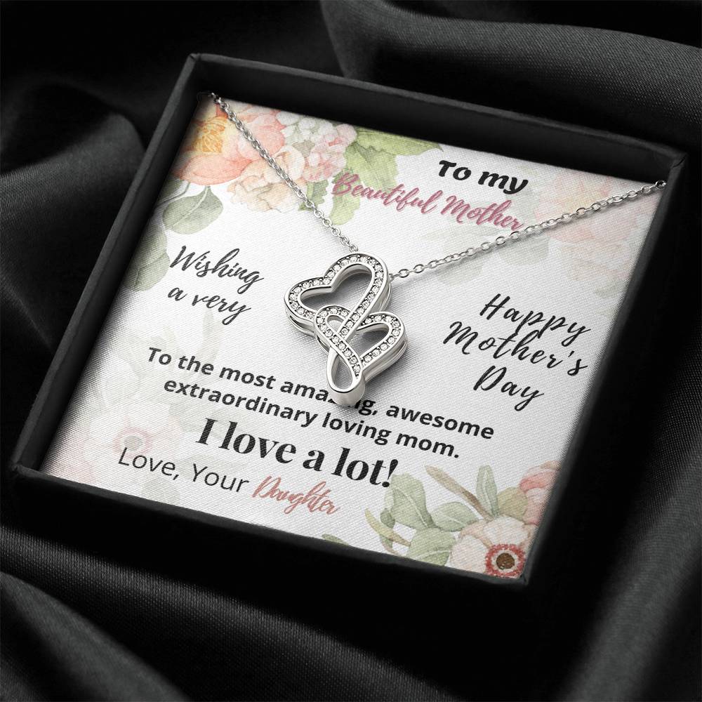 Beautiful Mother-Happy Mother Day   Double Hearts Necklace