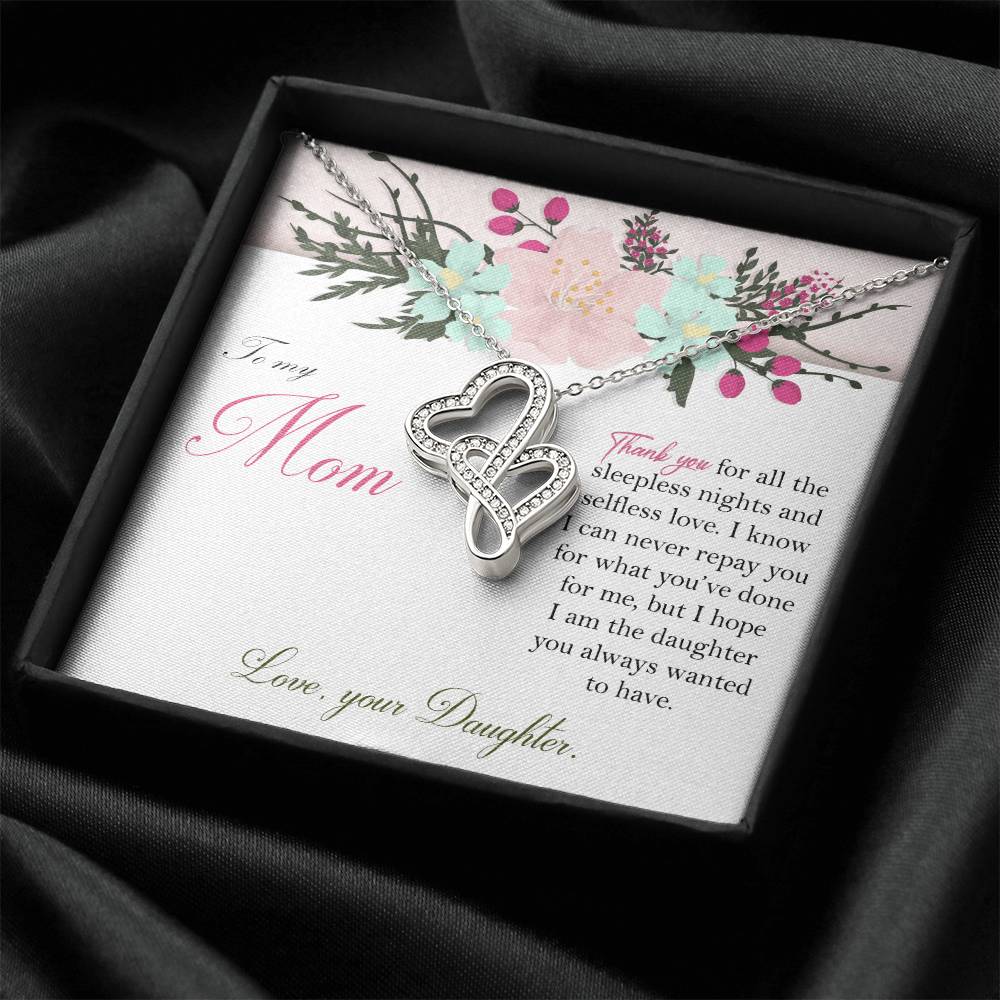 To My Mom -  - Gift For Mother Double Hearts Necklace