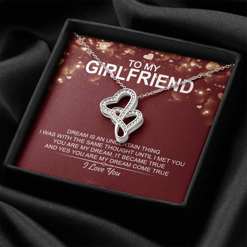 To My Girlfriend - I Love You Message - Tmgf04 Double Hearts Necklace