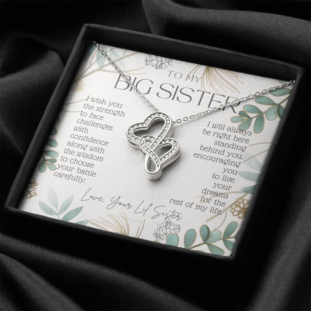 To My Sister Live Your Dreams Gift For Big Sister From Little Sister Sister Birthday Graduation Christmas Present Double Hearts Necklace