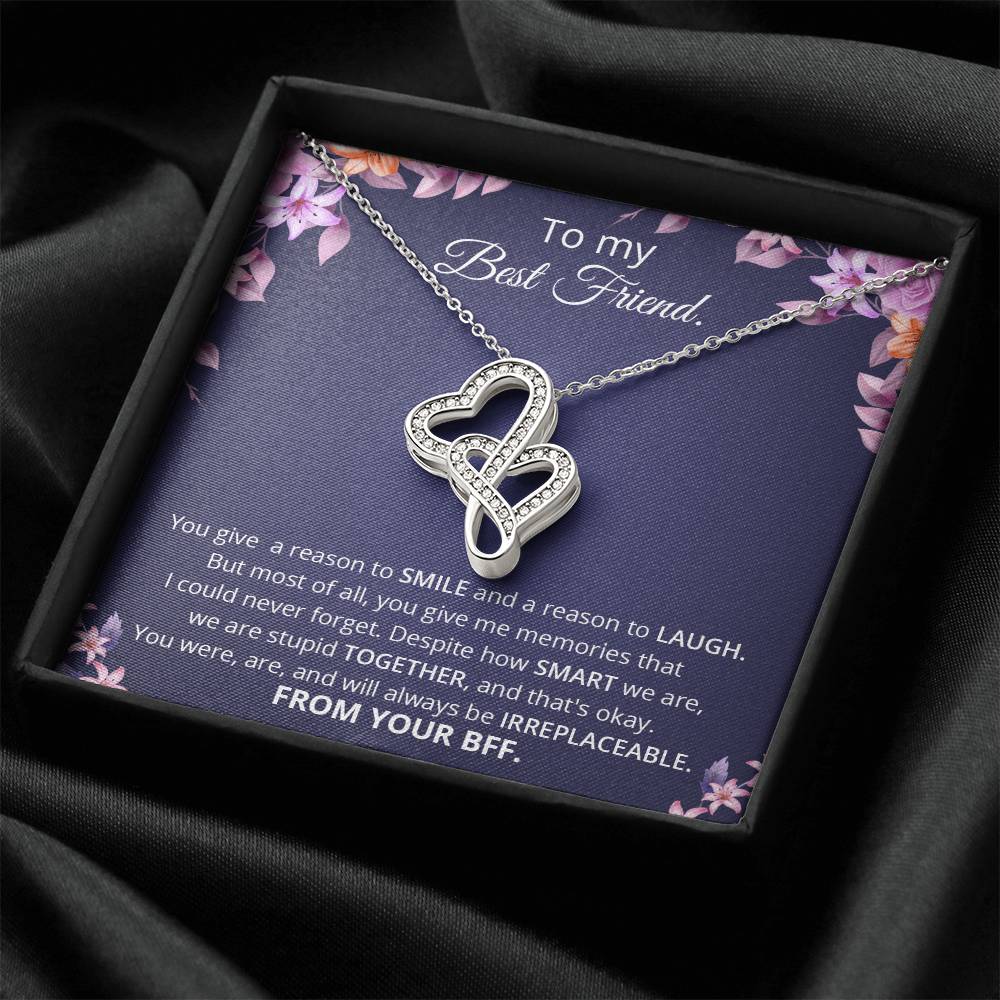 To My Best Friend Necklace Love Knot Pendant Valentines Day Gift For Friend Jewelry Silver Friendship Present Valentin Double Hearts Necklace