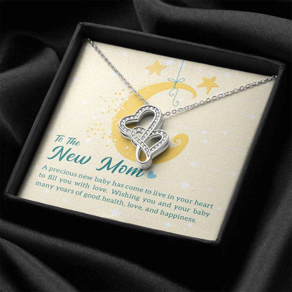 To The New Mom A Baby Makes Love Stronger  1 Double Hearts Necklace