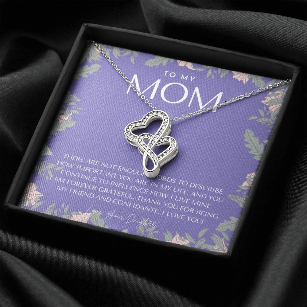 To My Mom Necklace  Mom Gift  Mother’S Day Gift  Birthday Gift For Mom  Gift From Daughter For Mom  Necklace For Mom   Double Hearts Necklace