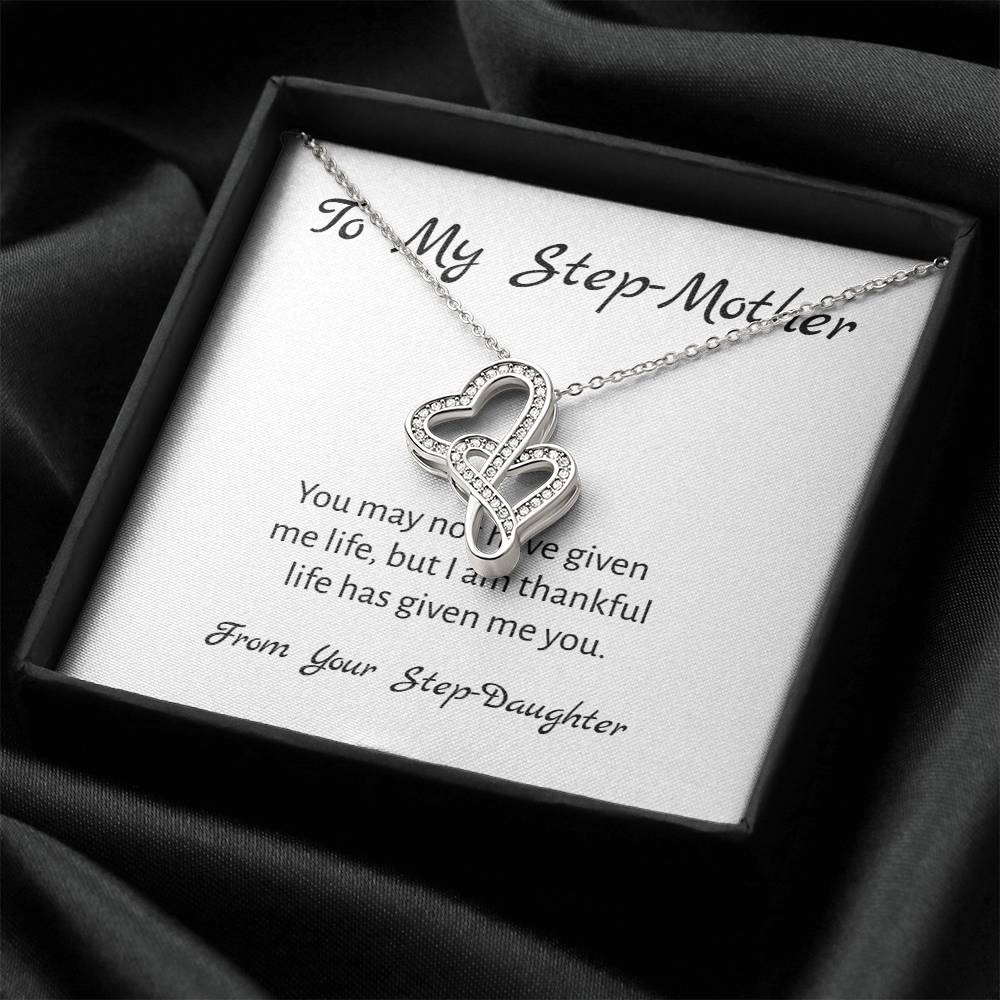 To My Step-Mother - From Your Step-Daughter - Necklace Double Hearts Necklace