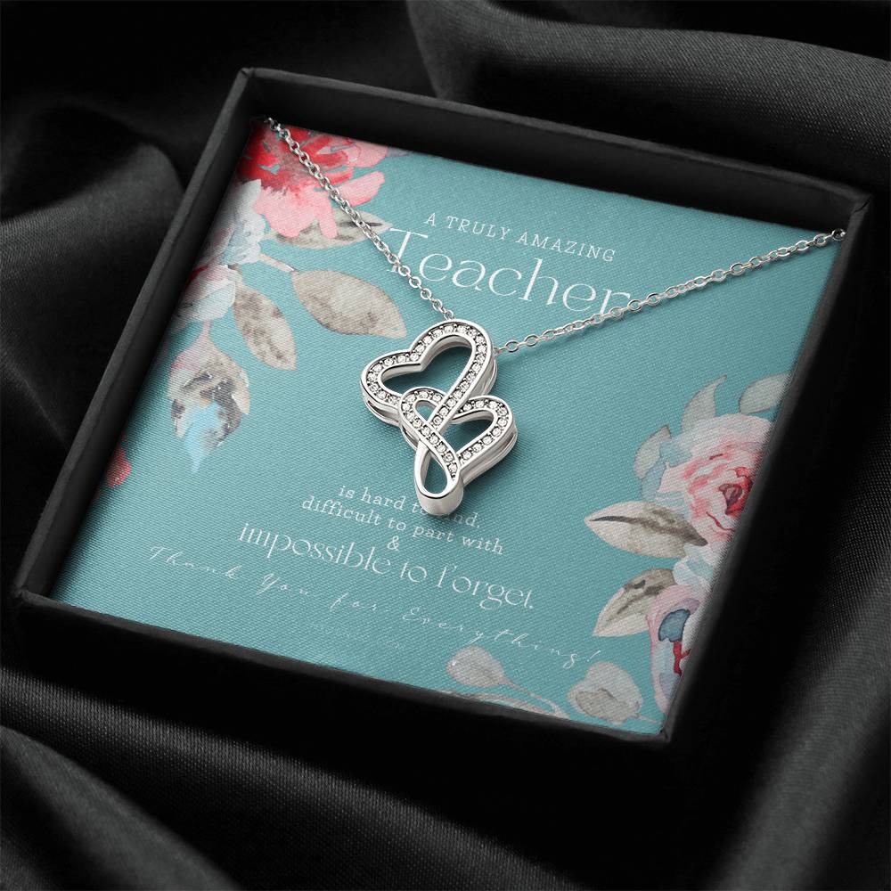 Teacher Gift Gift For Teacher Necklace A Truly Amazing Teacher Appreciation Gift Double Hearts Necklace