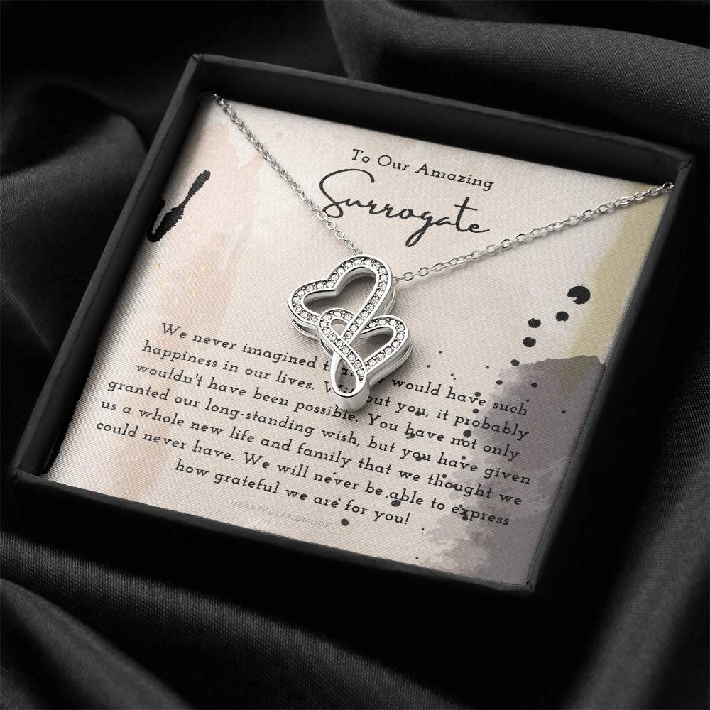 Surrogate Appreciation Gift Surrogate Gift Surrogate Gift With Message Card Surrogate Transfer Day Thank You Gift 1 Double Hearts Necklace