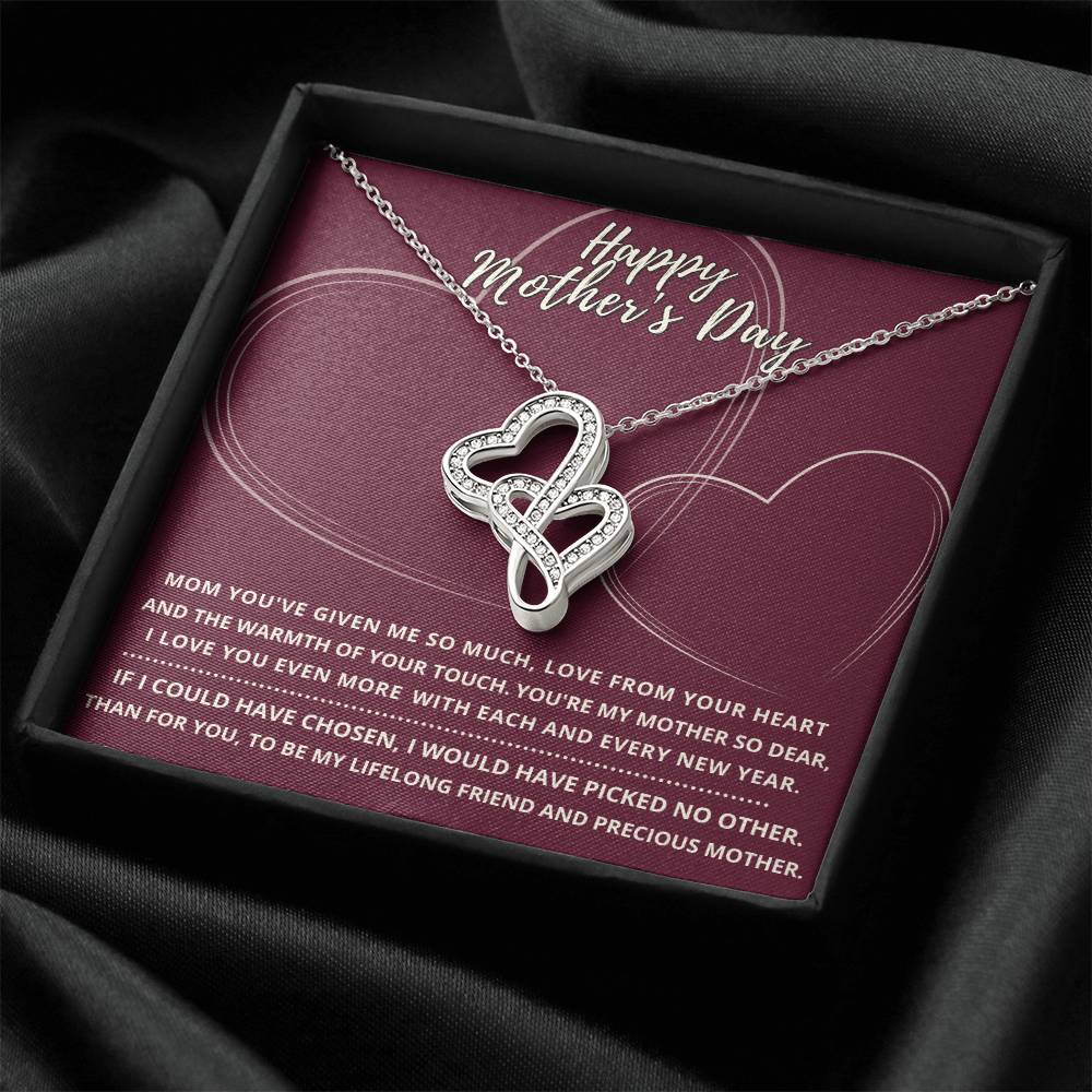 '-The Best Gift For Mom This Mother's Day! Double Hearts Necklace