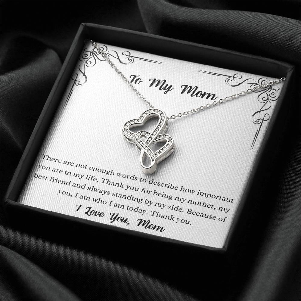 To My Mom -  Double Hearts Necklace