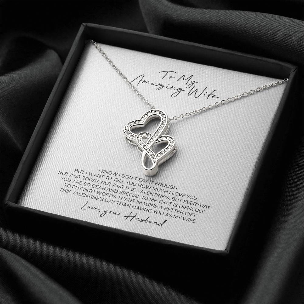 To My Amazing Wife  Double Hearts Necklace