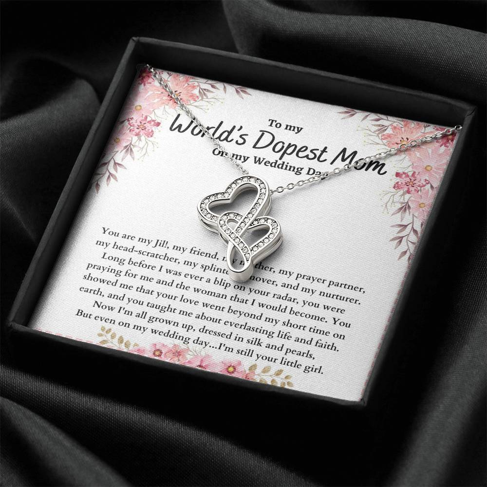 To Mom On Wedding Day - Double Heart Double Hearts Necklace