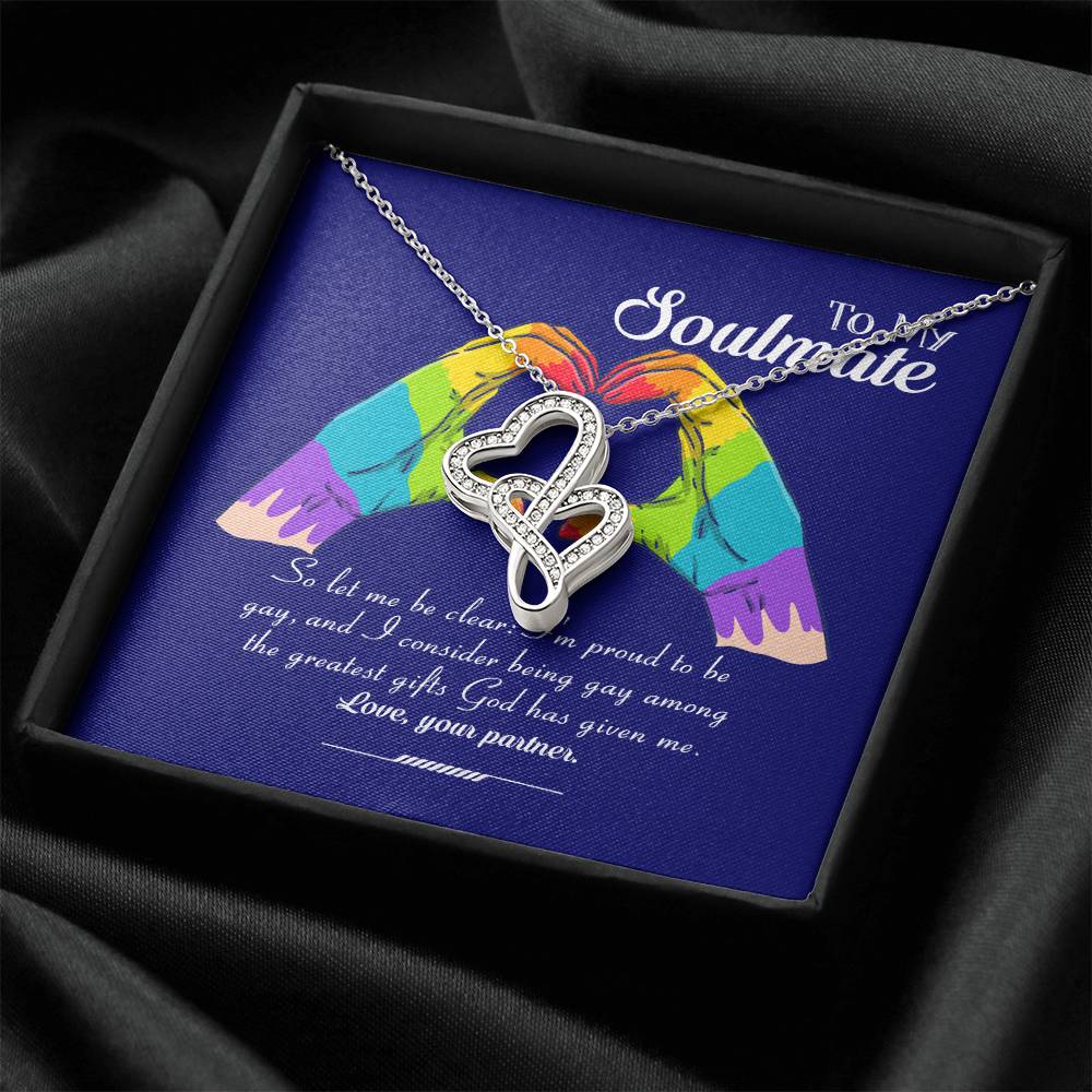 Pride Month Collection  Lgbt Gay Lesbian Rainbow Pride Month Gift Double Hearts Necklace