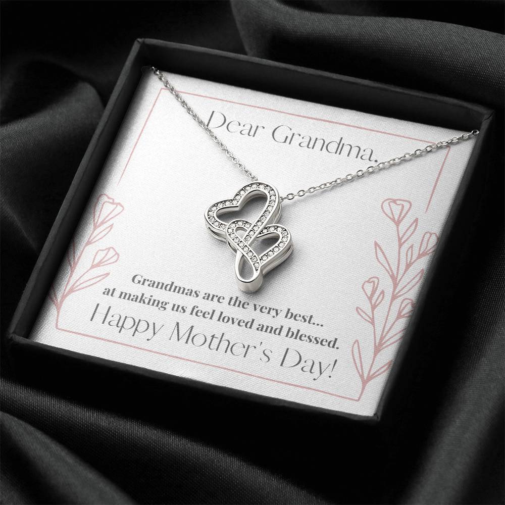 Dear Grandma  Double Hearts Necklace