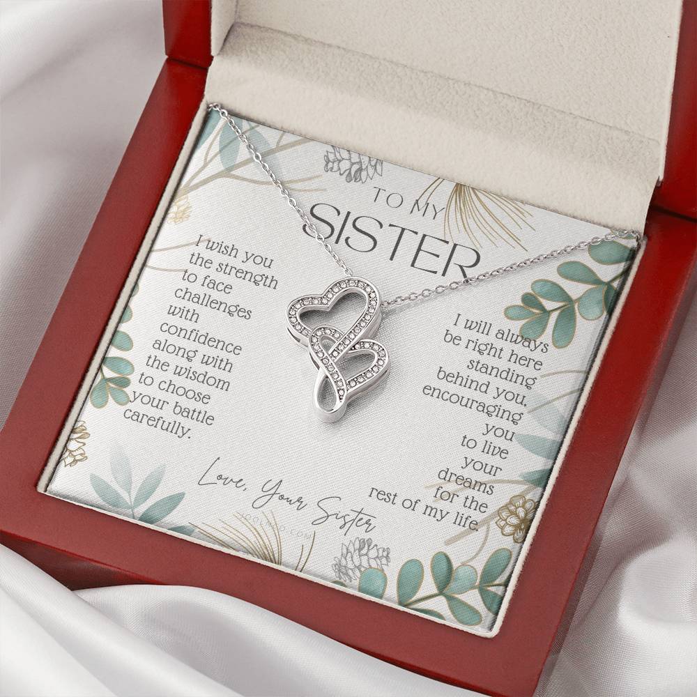 To My Sister Live Your Dreams Gift For Sister From Sister Sister Birthday Graduation Christmas Present Double Hearts Necklace