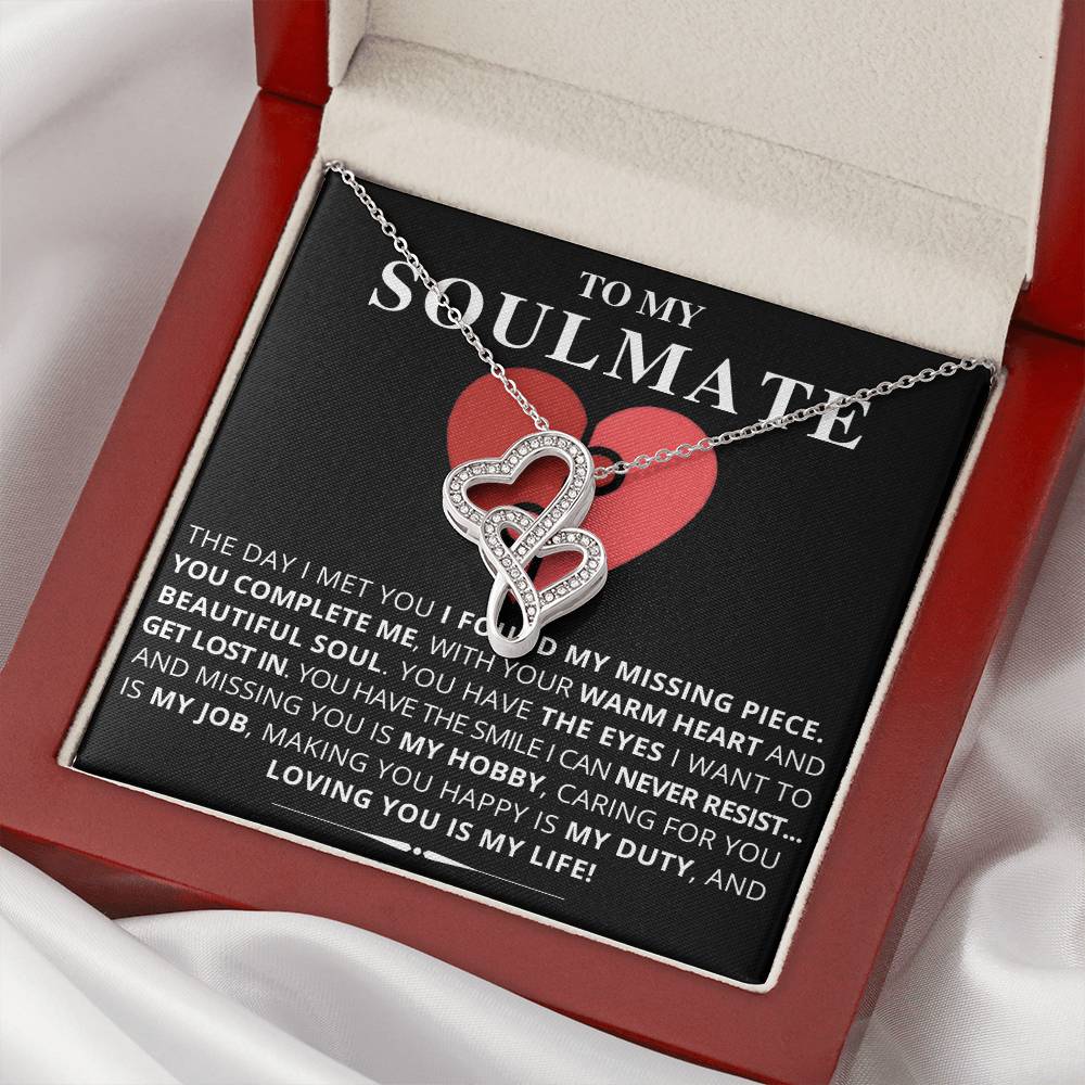 To My Soulmate -   Double Hearts Necklace