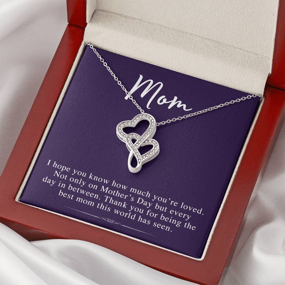 To My Mom -  - Perfect Gift For Mothers Day Double Hearts Necklace