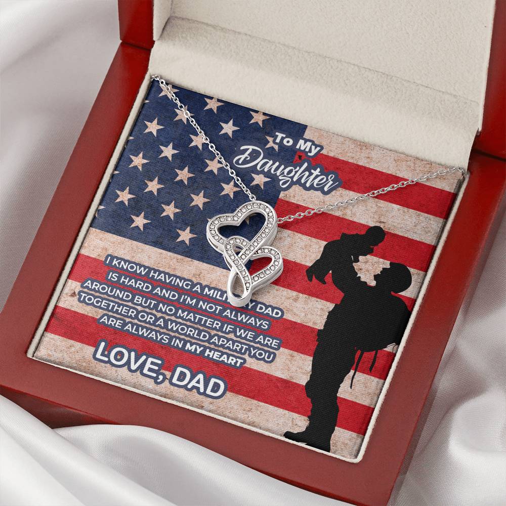 To My Military Daughter  - Gift From Military Dad To Daughter - Military Daughter Gift - I Know  Double Hearts Necklace