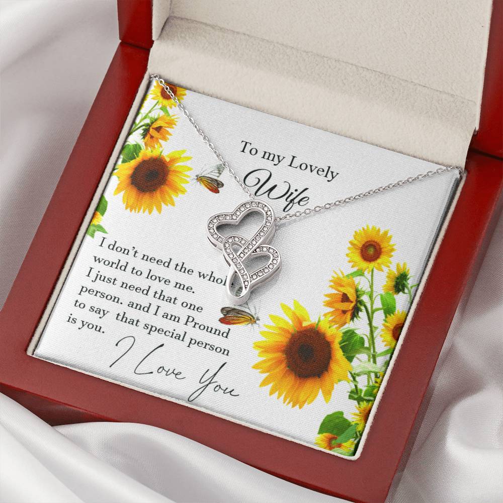 To My Wife  With Pod Message Cards Husband Gift To Wife Love Your Husband. Double Hearts Necklace