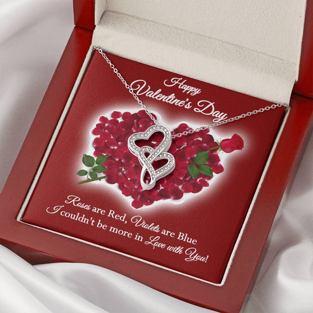 Happy Valentine's Day Roses Dblhrts Necklace Double Hearts Necklace