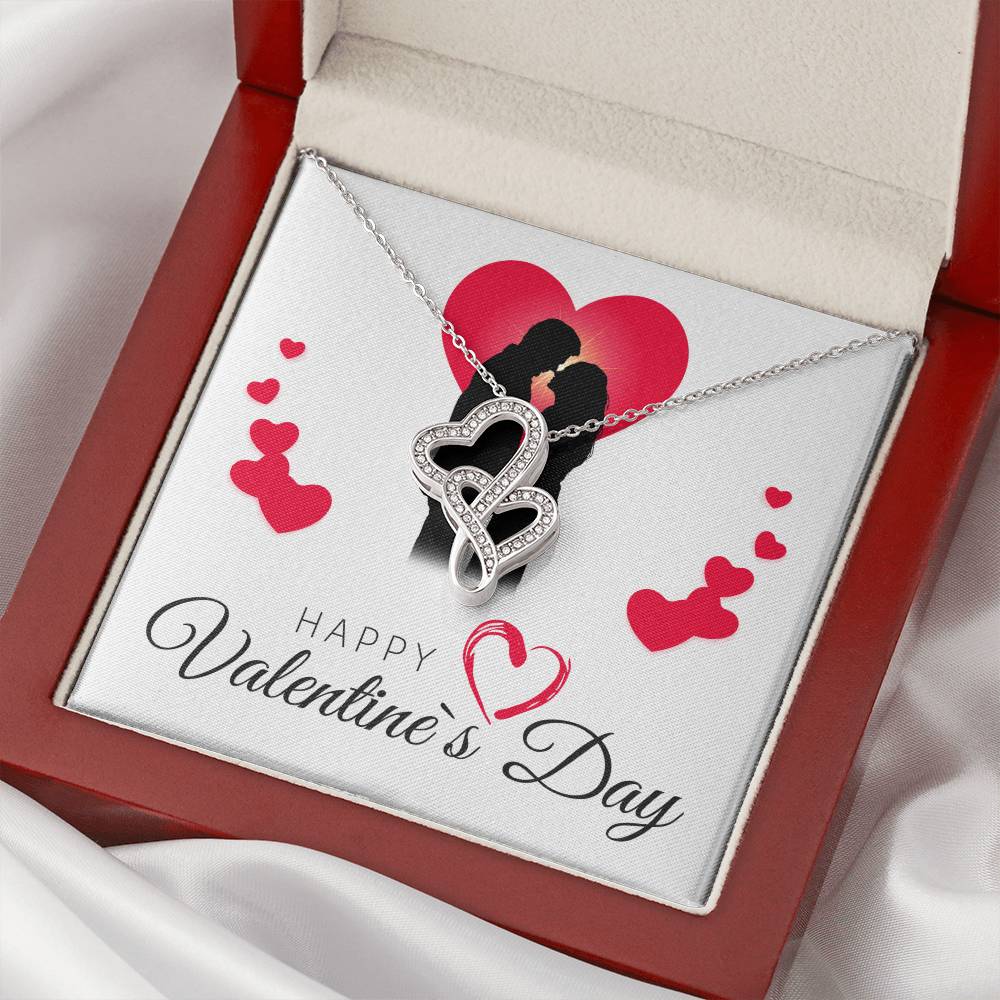 Happy Valentine's Day Necklace -  Message Card - Necklaces For Women - Future Mrs. Necklace - En Double Hearts Necklace