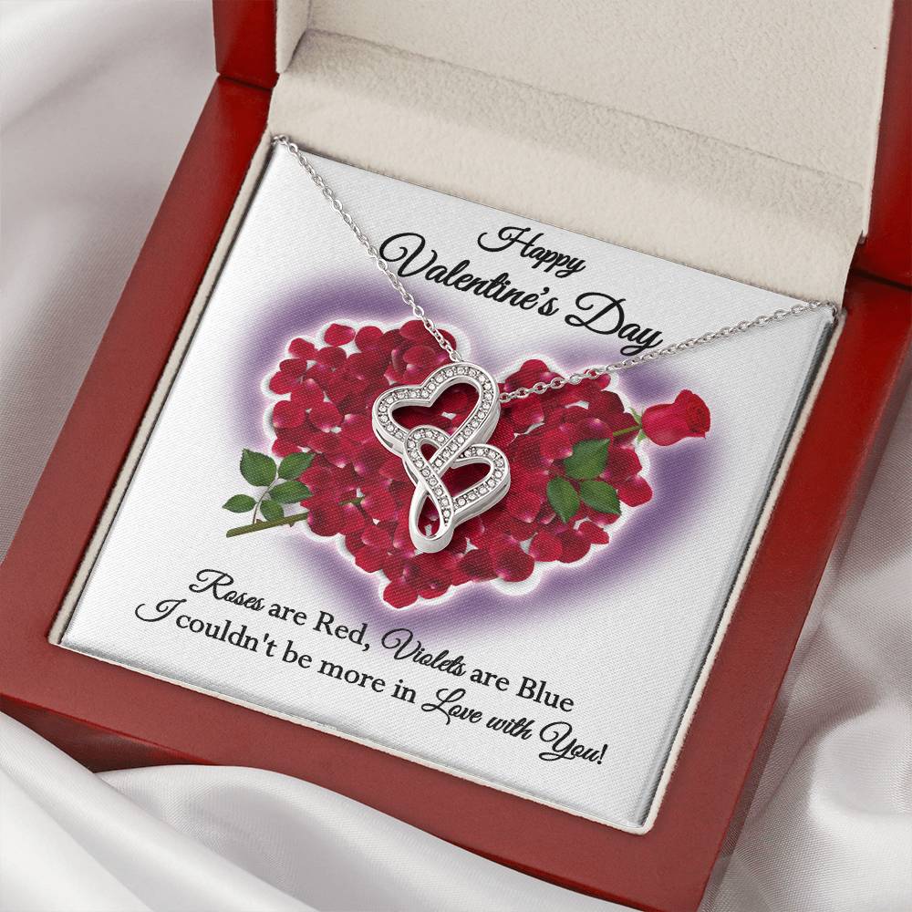 Happy Valentine's Day Roses Dblhrts Wht Necklace Double Hearts Necklace