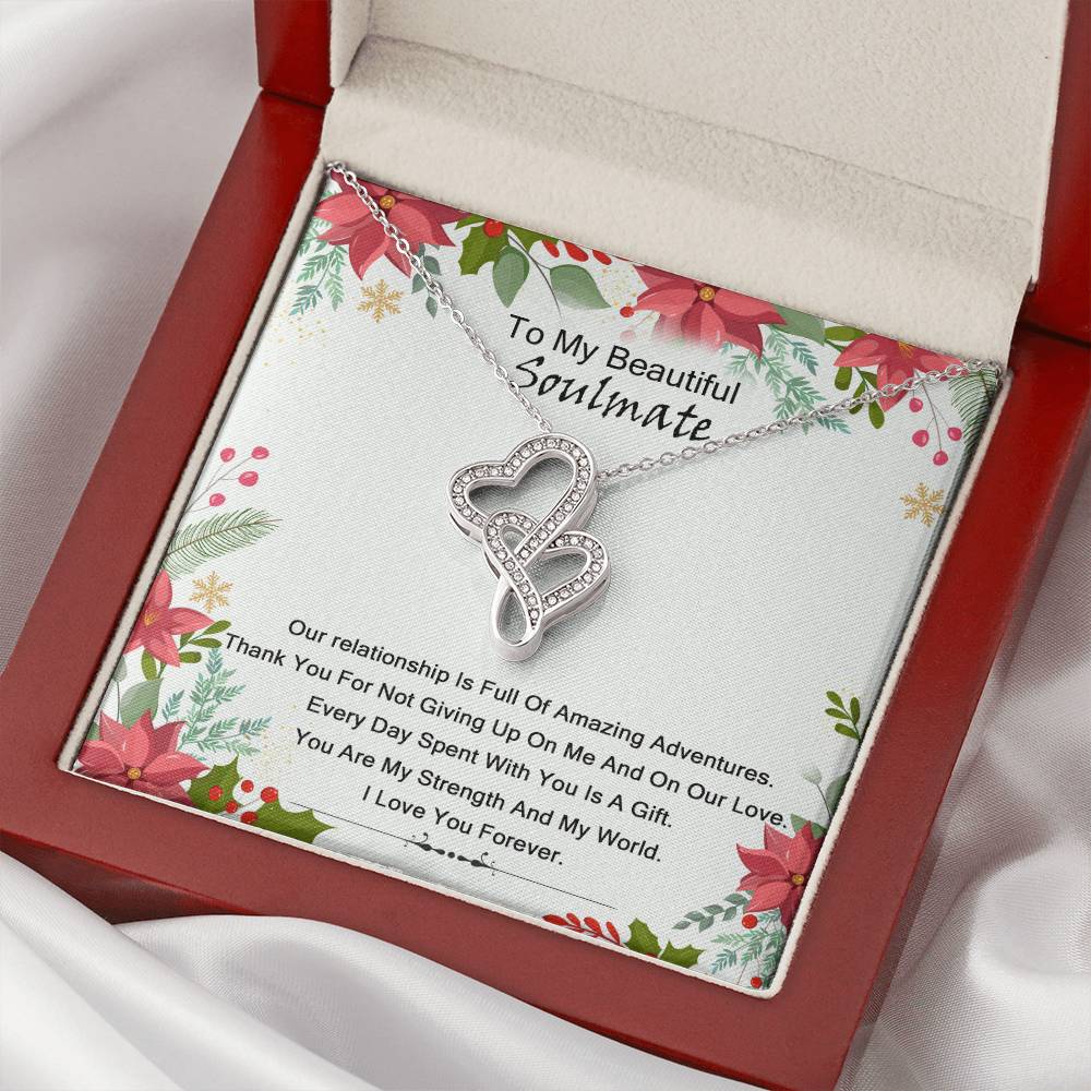 To My Soulmate -  Double Hearts Necklace