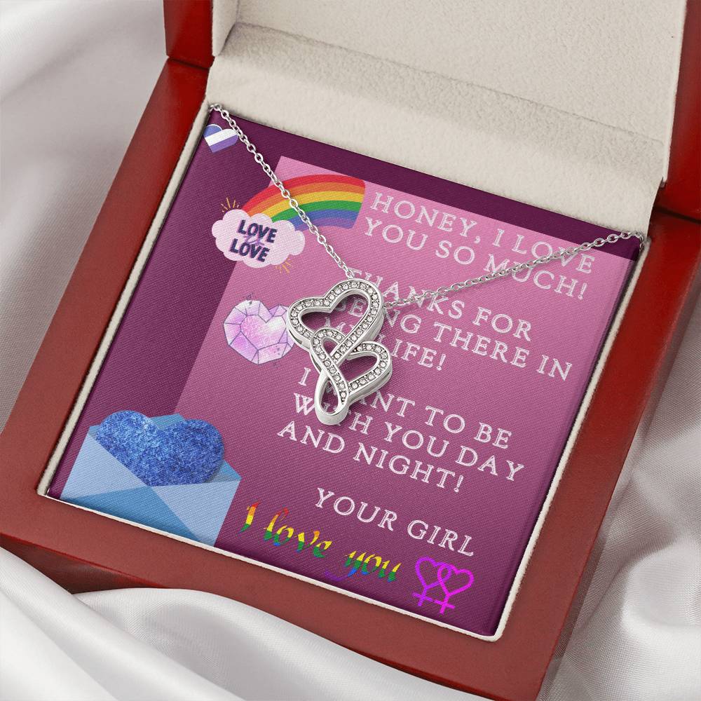 Love Gifts Jewellery Girl To Girl  Double Hearts Necklace