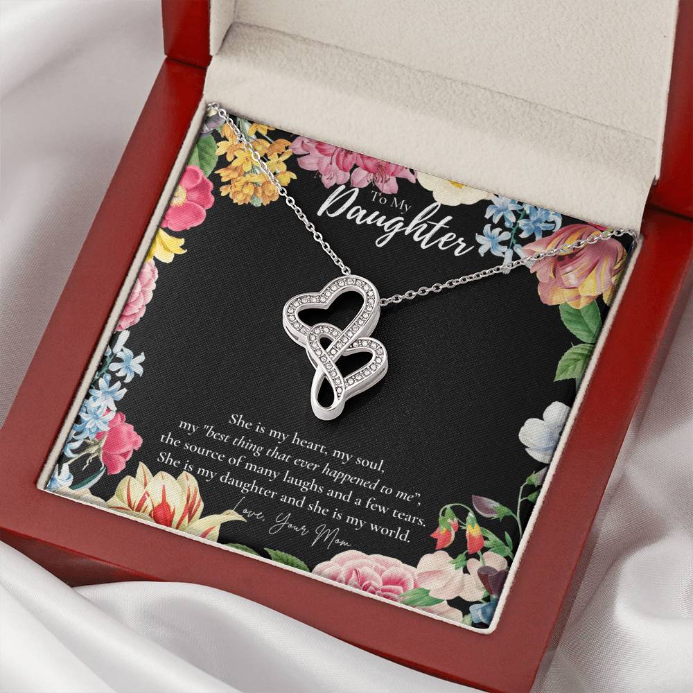To Daughter From Mom Double Heart Necklace Gift Mom And Daughter No Matter Where You Go Gift From Mom Daughter Wedding Double Hearts Necklace