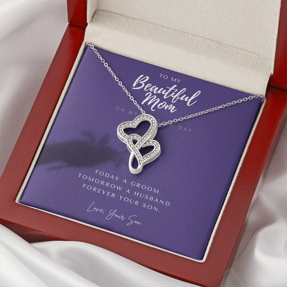 Mother Of The Groom Gift From Son  Mom Wedding Gift From Son  Wedding Gift From Groom To Mom Necklace Gift For Mom  We 4 Double Hearts Necklace