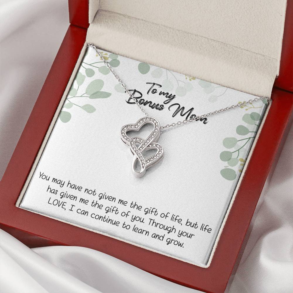 To My Bonus Mom Step Mom Gift Heart Necklace Double Hearts Necklace