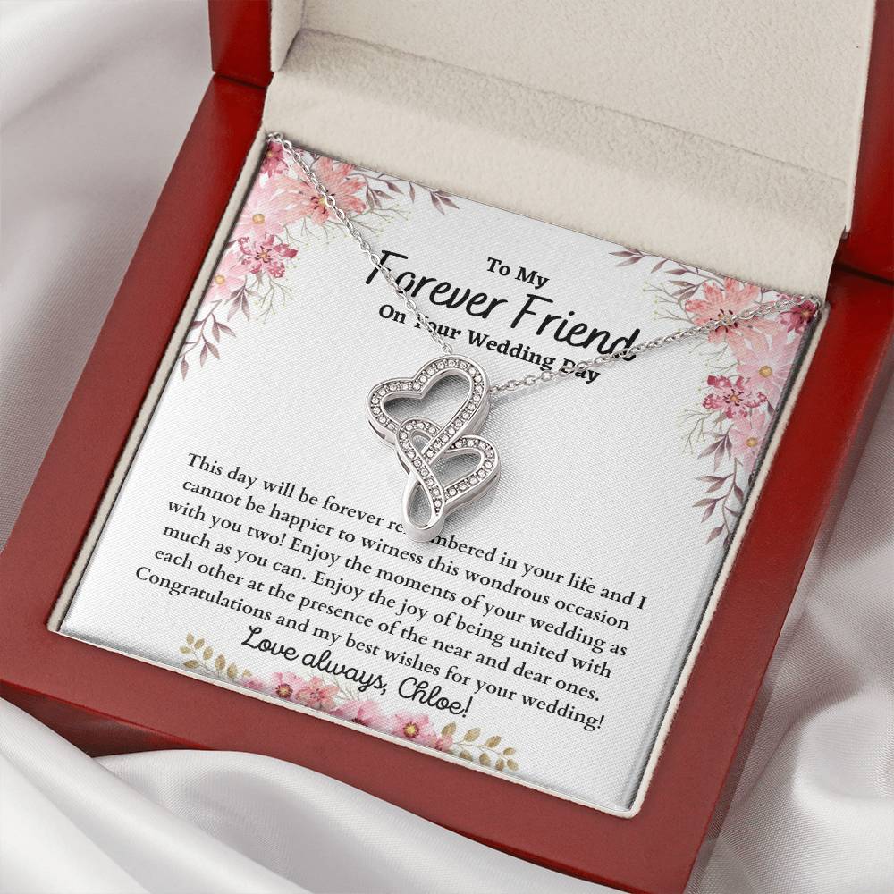 Forever Friend On Your Wedding Day- Double Heart Double Hearts Necklace