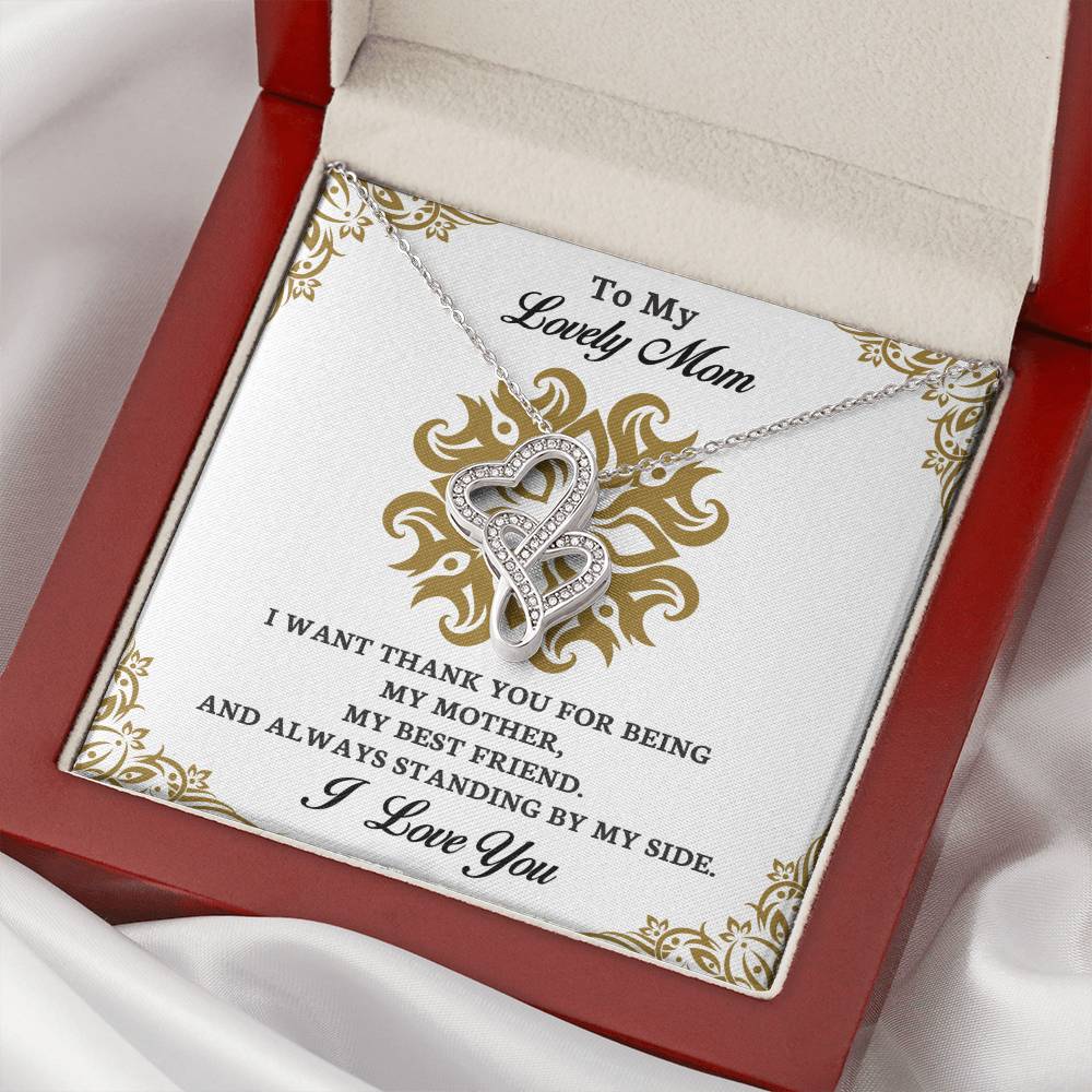 To My Mom - I Want Thank You -  Double Hearts Necklace