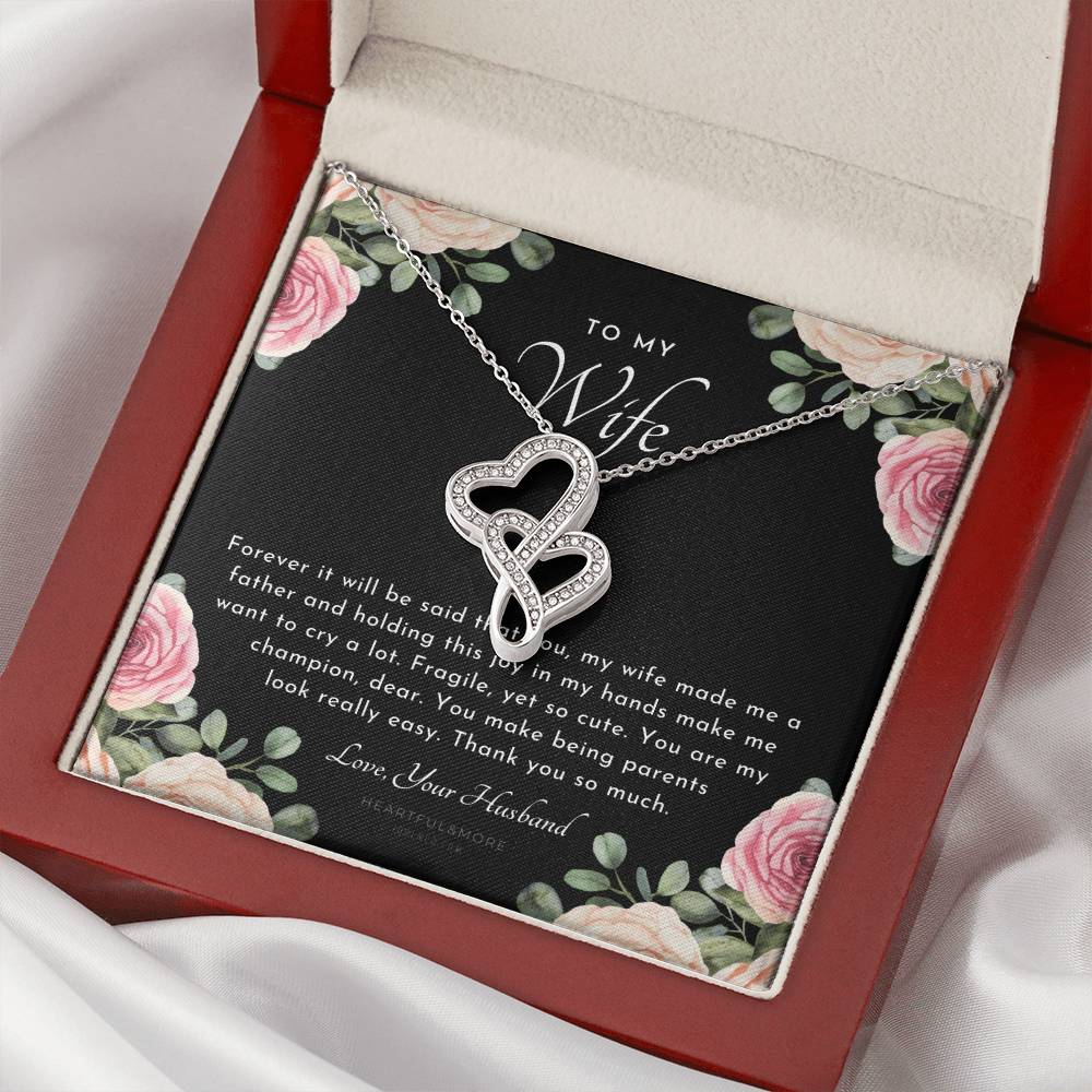 Postpartum Gift For Wife Gift For Wife Post Pregnancy Becoming A Mother Gift Gift For Wife Birth Wife After Pregnancy  Double Hearts Necklace