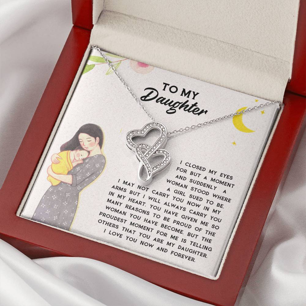 To Daughter From Dad 2 Double Heart Necklace Gift  - Mother And Daughter Necklace - Mom Gift - Mother Jewelry - Daught 3 Double Hearts Necklace