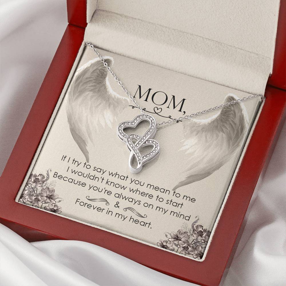 Mom Forever In My Heart -  Double Hearts Necklace