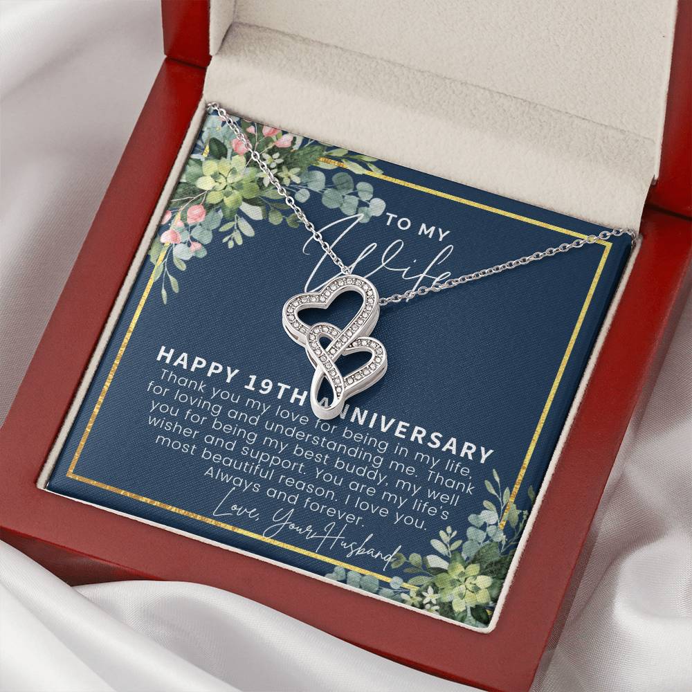 19Th Anniversary Double Hearts Necklace