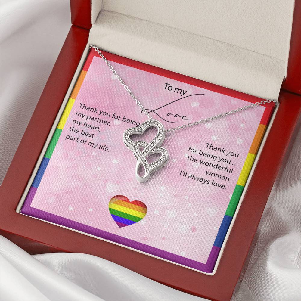 To My Love- Double Hearts Necklace