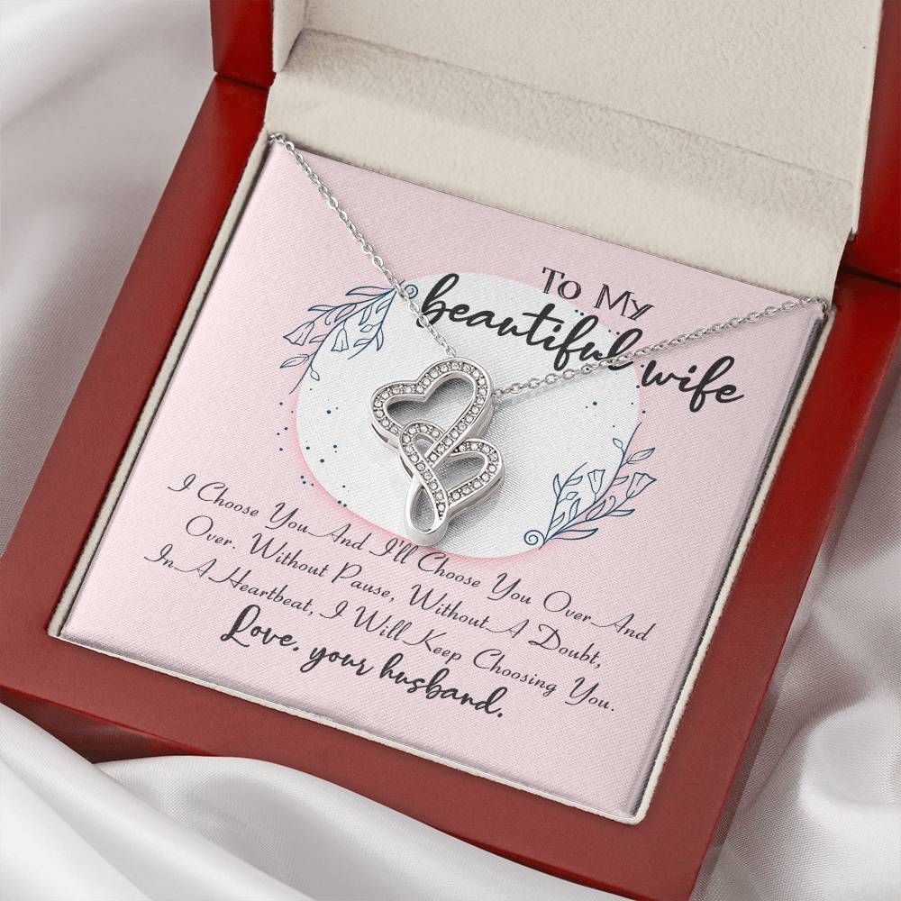 I Choose You  I Will Keep Choosing You Anniversary - Interlocking Hearts Necklace Double Hearts Necklace