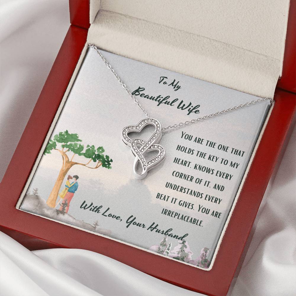 Key To Heart -  Double Hearts Necklace