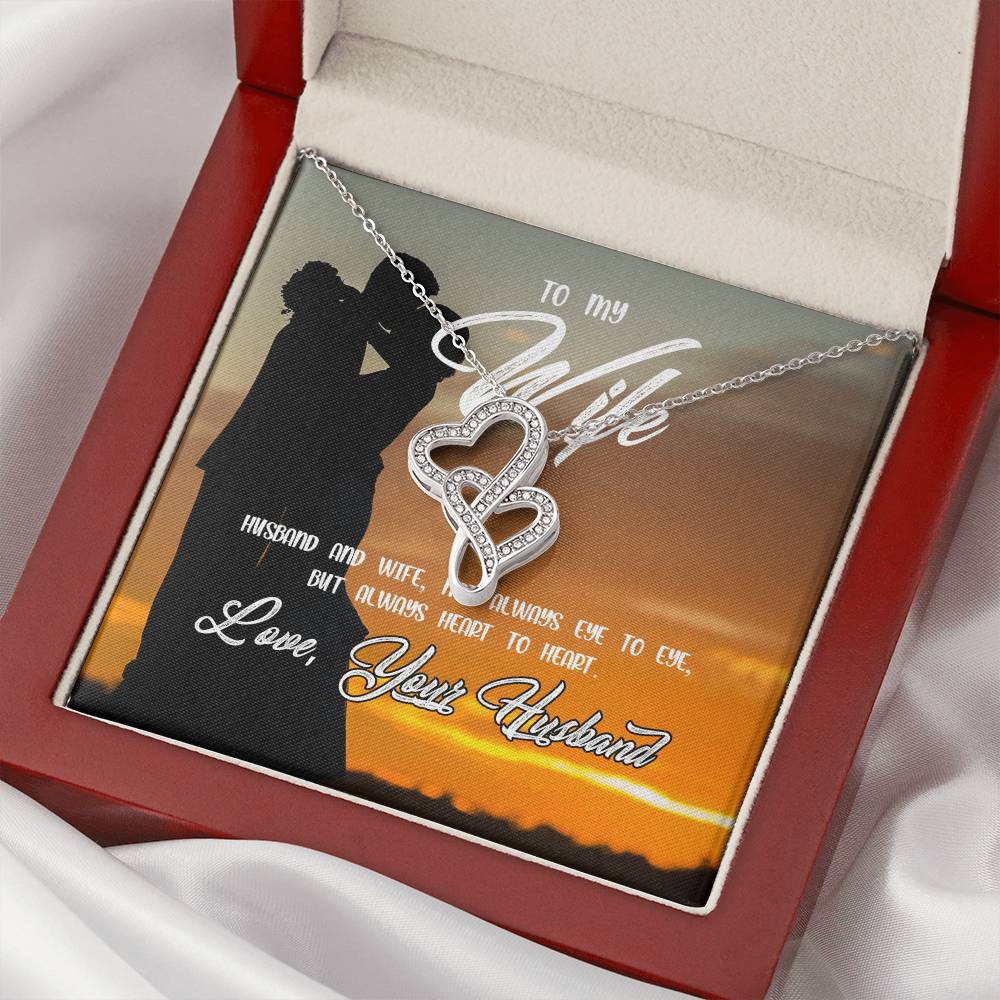Love Your Husband-Always Heart To Heart  Double Hearts Necklace