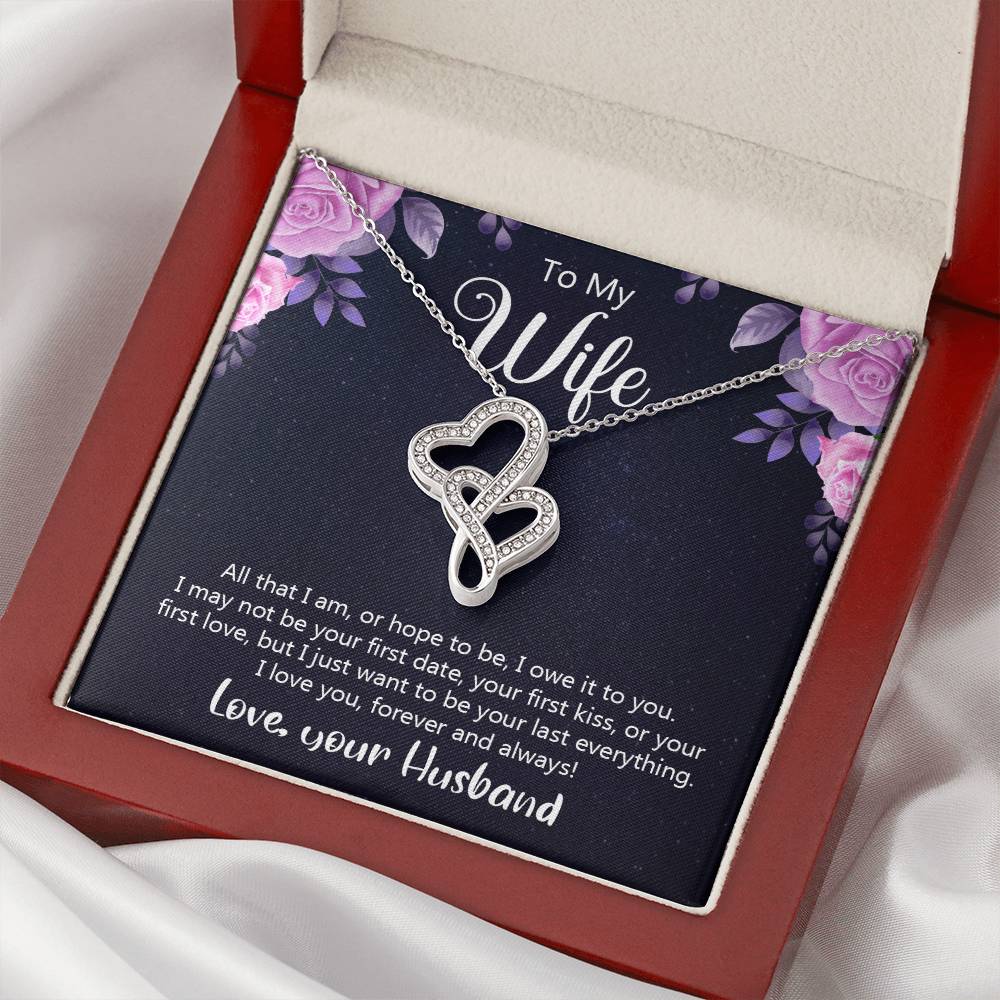 To My Wife - I Love You Forever And Always -  Double Hearts Necklace