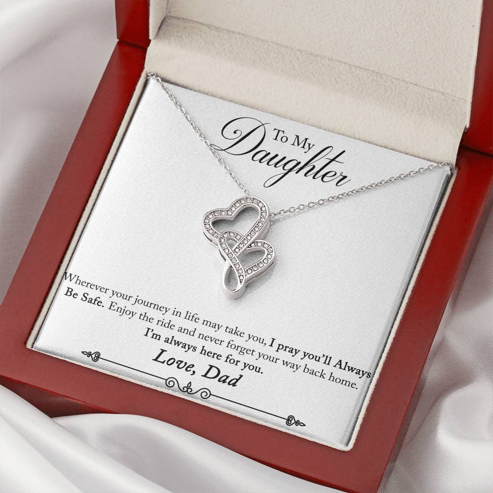 To Daughter From Dad Double Hearts Necklace