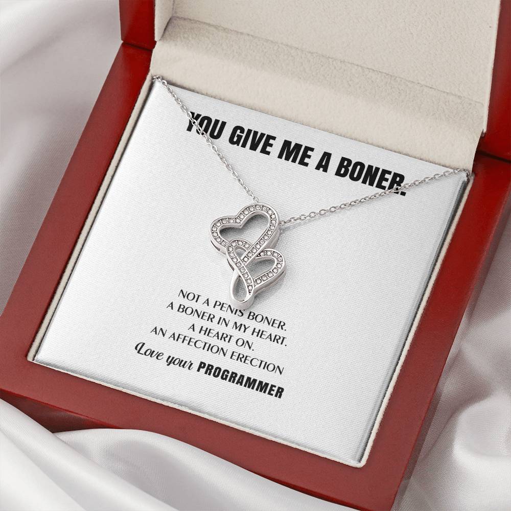 You Give Me A Heart Boner An Affection Erection  Funny & Sarcastic Love For Her Mature Best Fu 8 Double Hearts Necklace