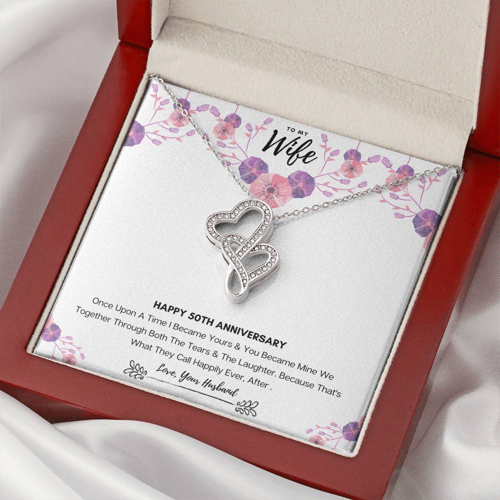 50Th Anniversary Gift For Wife Double Hearts Necklace